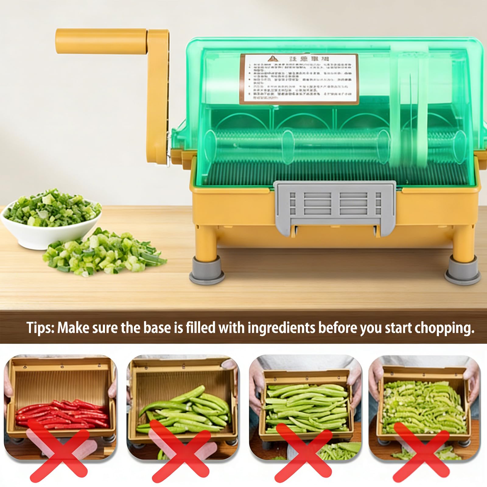 Tritaverdure manuale, lama in acciaio inox per scalogno, cipolle verdi, peperoni, aglio - taglierina da cucina