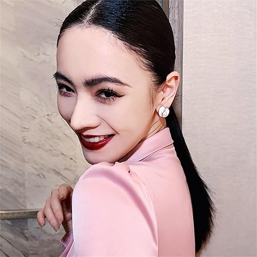 Miniatura 3 de Pearl Stud Earrings for Women Stainless Steel Unique Statement Small Pearl Enamel Button Statement Vintage Earring Jewelry