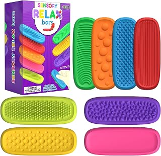 Fidget Toys - Pietra Sensoriale per Adulti, 8 Strisce Sensoriali in Silicone per Bambini Autistici, Giocattoli Antistress per Sollievo dall'ansia, premi per studenti che si calmano in classe