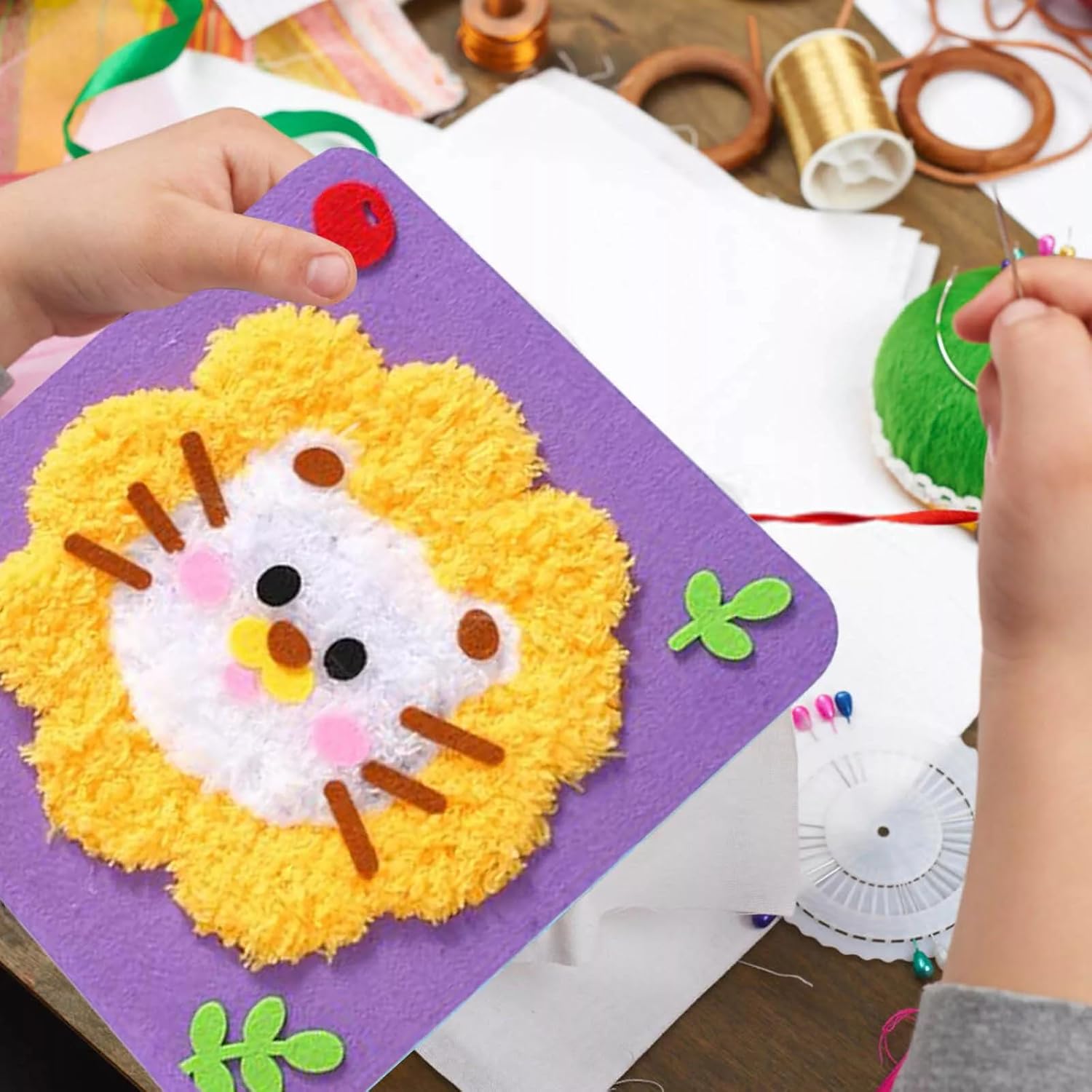 Sndperiexam First Sewing Craft Kit for Beginner Kids, Easy DIY Embroidery Projects Animal Dolls Set, Learn to Sew Arts & Crafts Gift for Girls, Boys