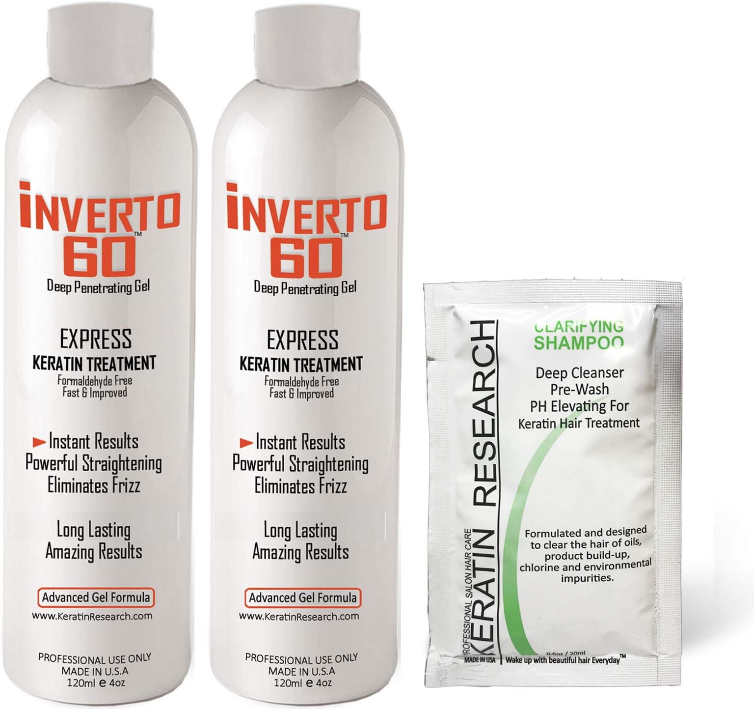 INVERTO 60 Advanced Gel Complex Brazilian Keratin Hair Blowout Treatment Formaldehyde Free Straightening Smoothing and Repairing Damaged Hair Keratin Research (Long Hair-240ml)