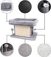 Vista 4 de Cama grande para gatos con poste rascador y tabla de peinar, resistente y duradera, ideal para razas pequeñas