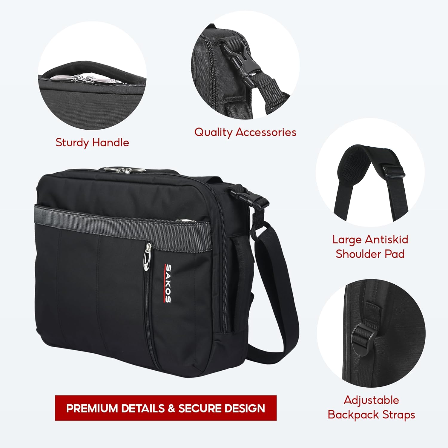 SAKOS FLASH 17 Laptop Case 15.6 Inch, 15.6 Laptop Case, Laptop Bag For Men, Computer Bag For Men, Water Resistant Messenger Bag Compatible With Macbook Pro 13/14/15", HP, Dell, Lenovo, Asus