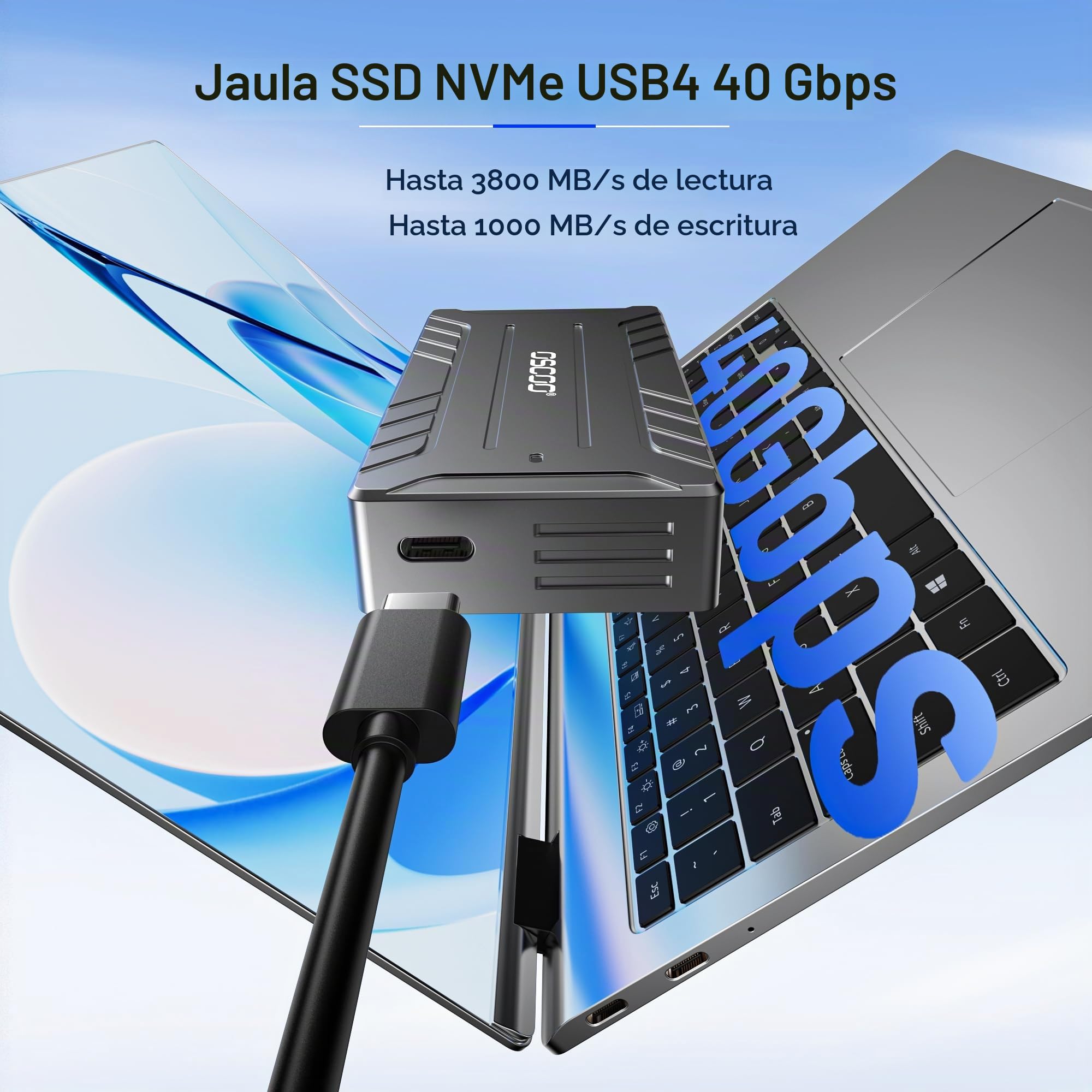 Carcasa M.2 NVMe 40Gbps con Ventilador Activo Thunderbolt 4 | Para M2 2242 2260 2280, NVMe con ventilador de refrigeración integrado, compatible Pro/Max, MacBook,PC,Windows