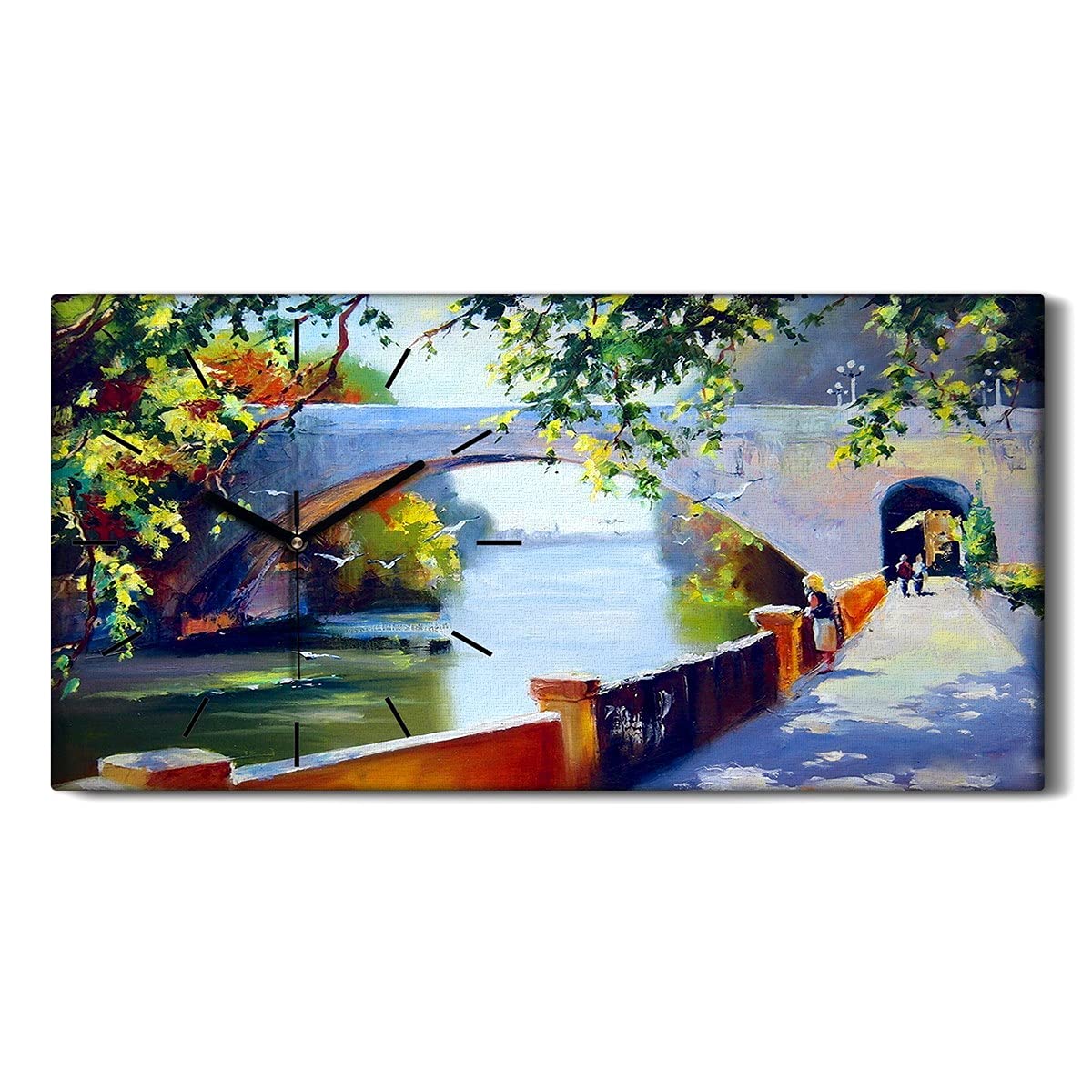 Horloge sur Toile Sans Tic-Tac Silencieuse 60x30cm Image Salon Moderne