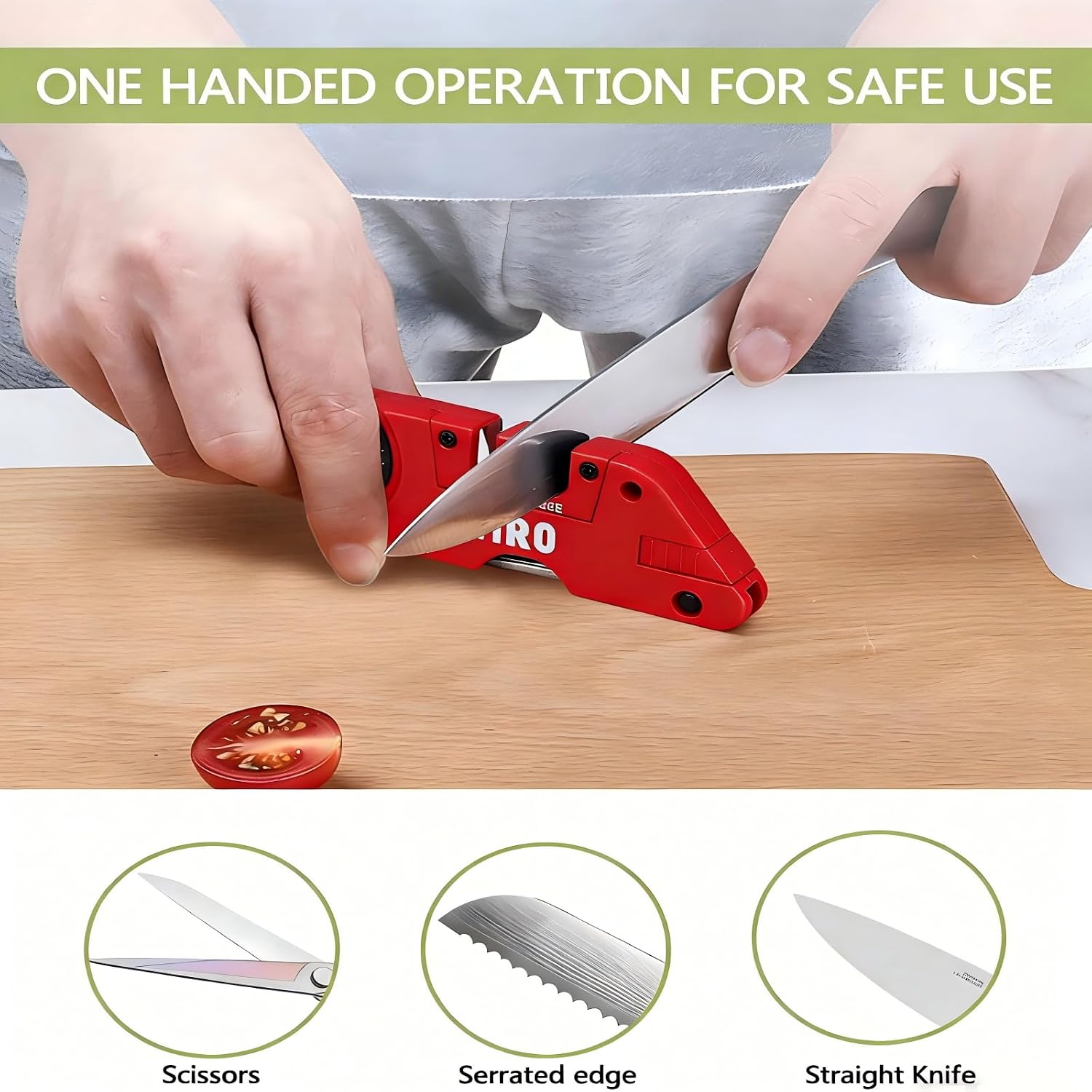VIRO 6-in-1 Pocket Knife Sharpener& Survival Tool Outdoor Hunting Knife & Hook Sharpener, Handheld, Compact, Lightweight, Multi Use (Red)