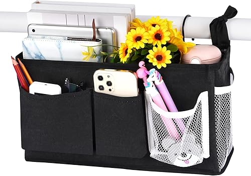 Miniatura 64 de Loghot Organizador colgante para literas y camas de hospital, rieles de cama, se puede colocar lentes, libros, teléfonos celulares, llaves