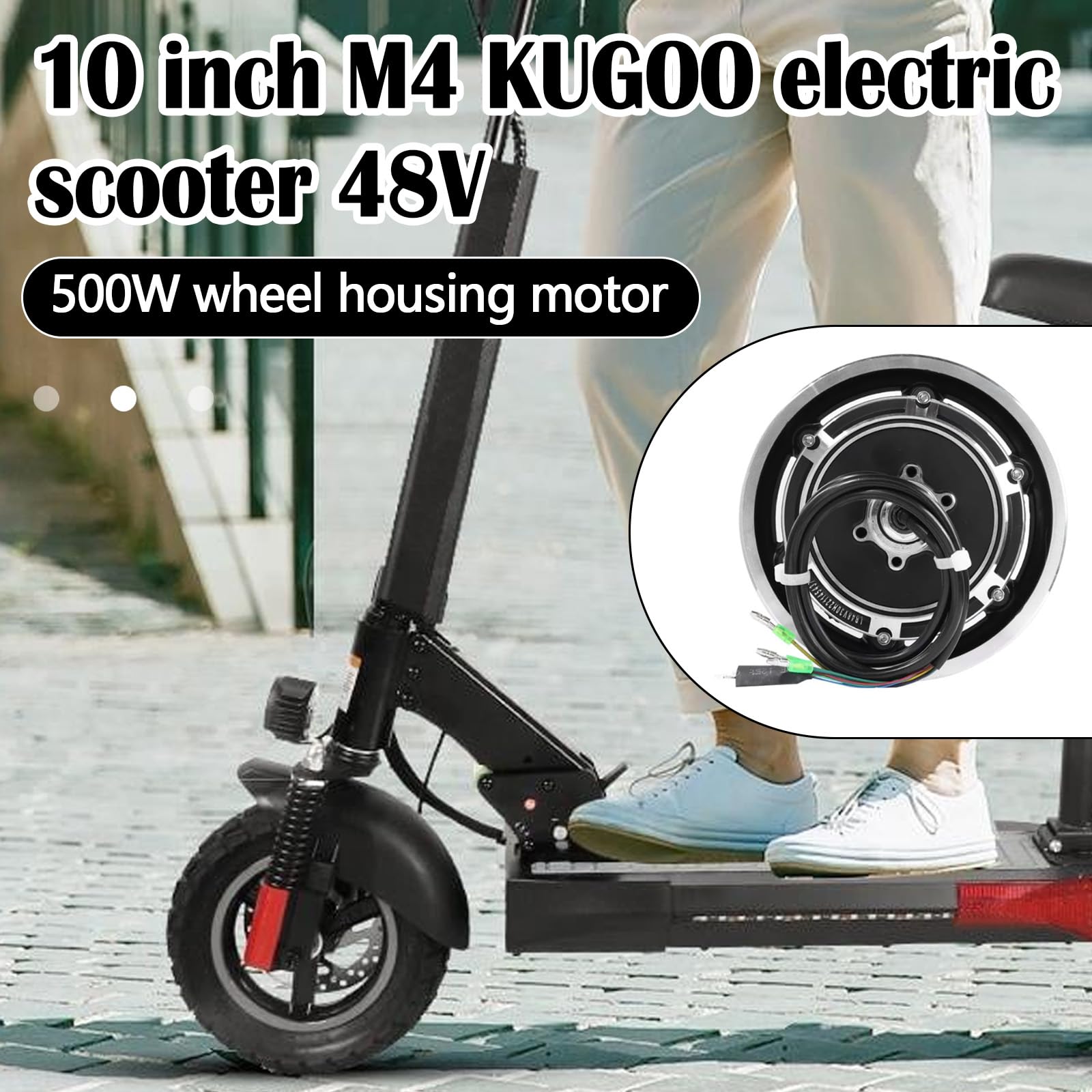 Motore Del Mozzo, Motore Del Mozzo Per Scooter Elettrico 10pollici Per Kugoo M4/M4 Pro 48v 500w Motore Del Mozzo Della Ruota Sostitutivo E Motore Per Scooter Per Scooter Elettrici Kugoo M4/M4 Pro