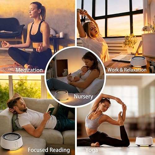 Miniatura 6 de BGOVERSS Máquina de sonido de ruido blanco con 20 sonidos relajantes, luz nocturna de 10 colores, máquinas para dormir para el hogar, oficina