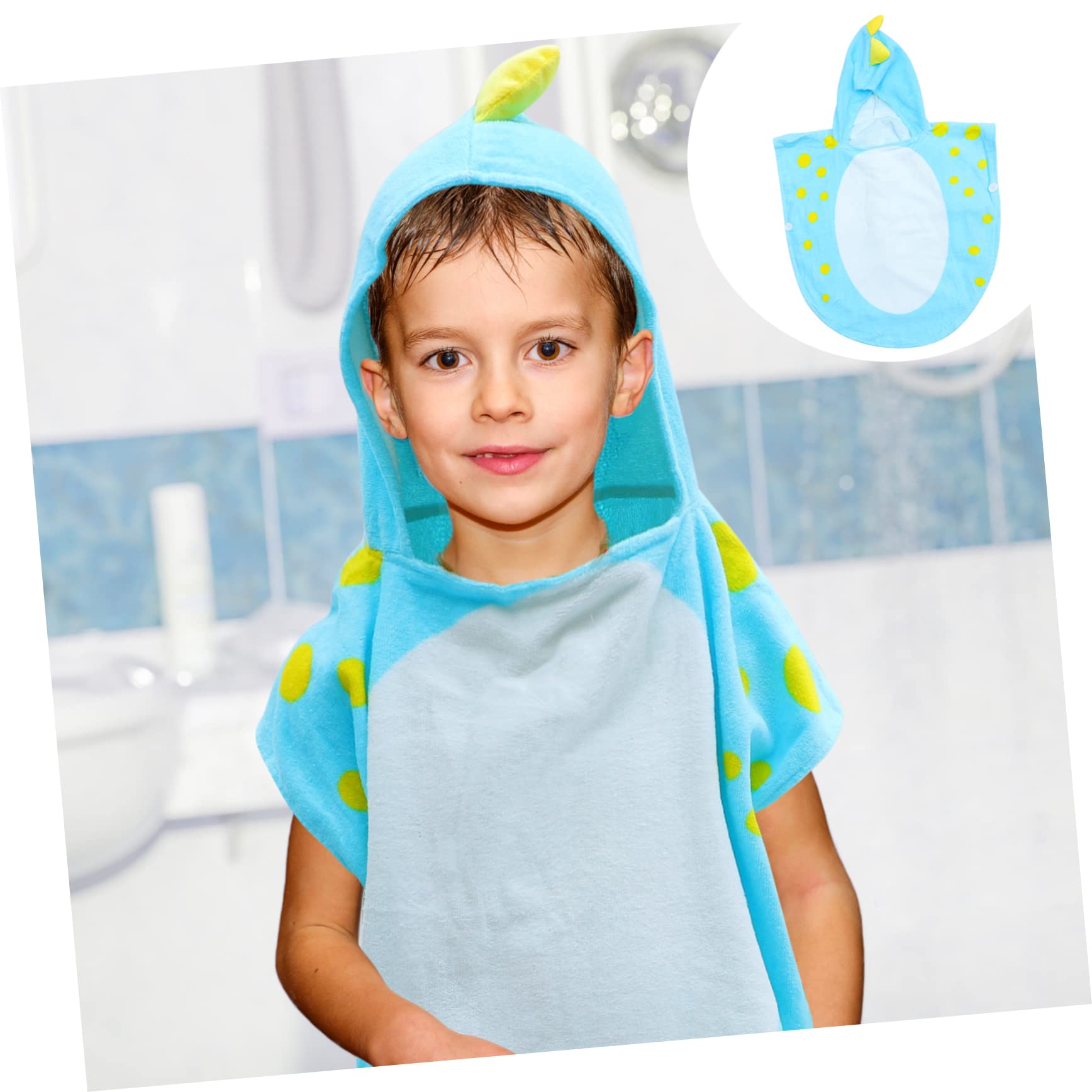 UPKOCH Toalla Infantil con Capucha Dinosaurio Azul Absorbente Algodón Poncho para Baño y Playa y Niñas