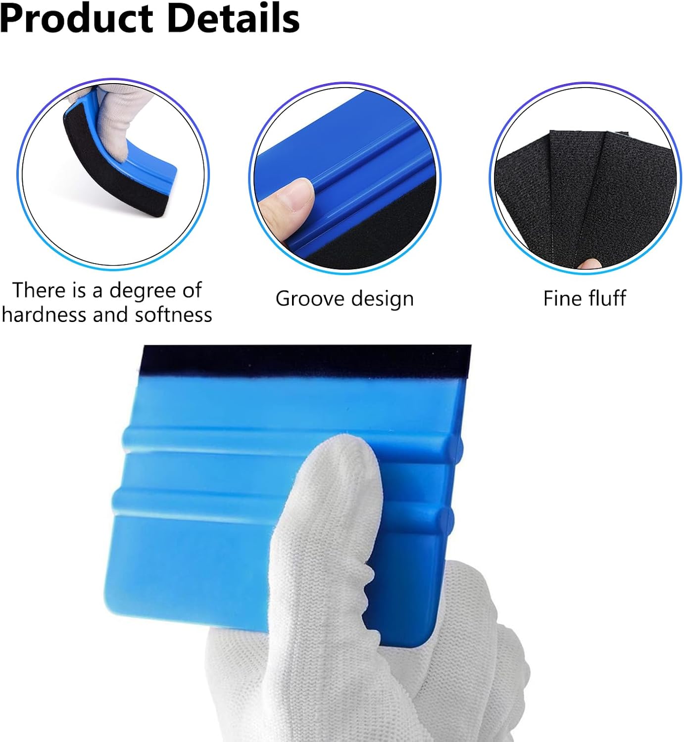Car Velvet Film Scraper, Color Changing Film Sticking Tool, Used for Car Film Sticking and Decal Sticking. Reduce Vehicle Scratches- Blue 8-Pack