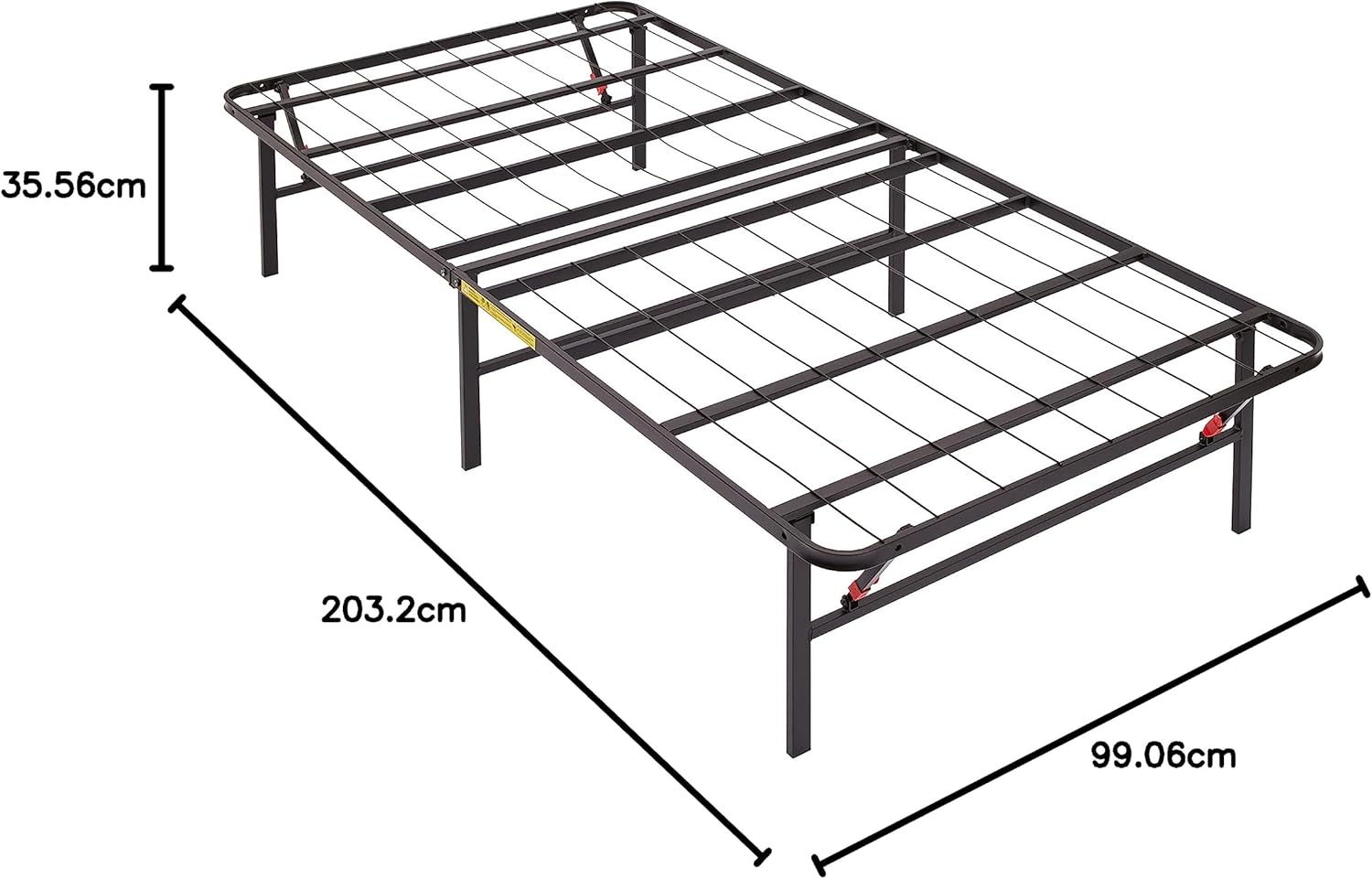 Amazon Basics Foldable Metal Platform Bed Frame with Tool-Free Setup, 14 Inches High, Storage Space, Sturdy Steel Frame, No Box Spring Needed, Twin XL, Black - Image 2
