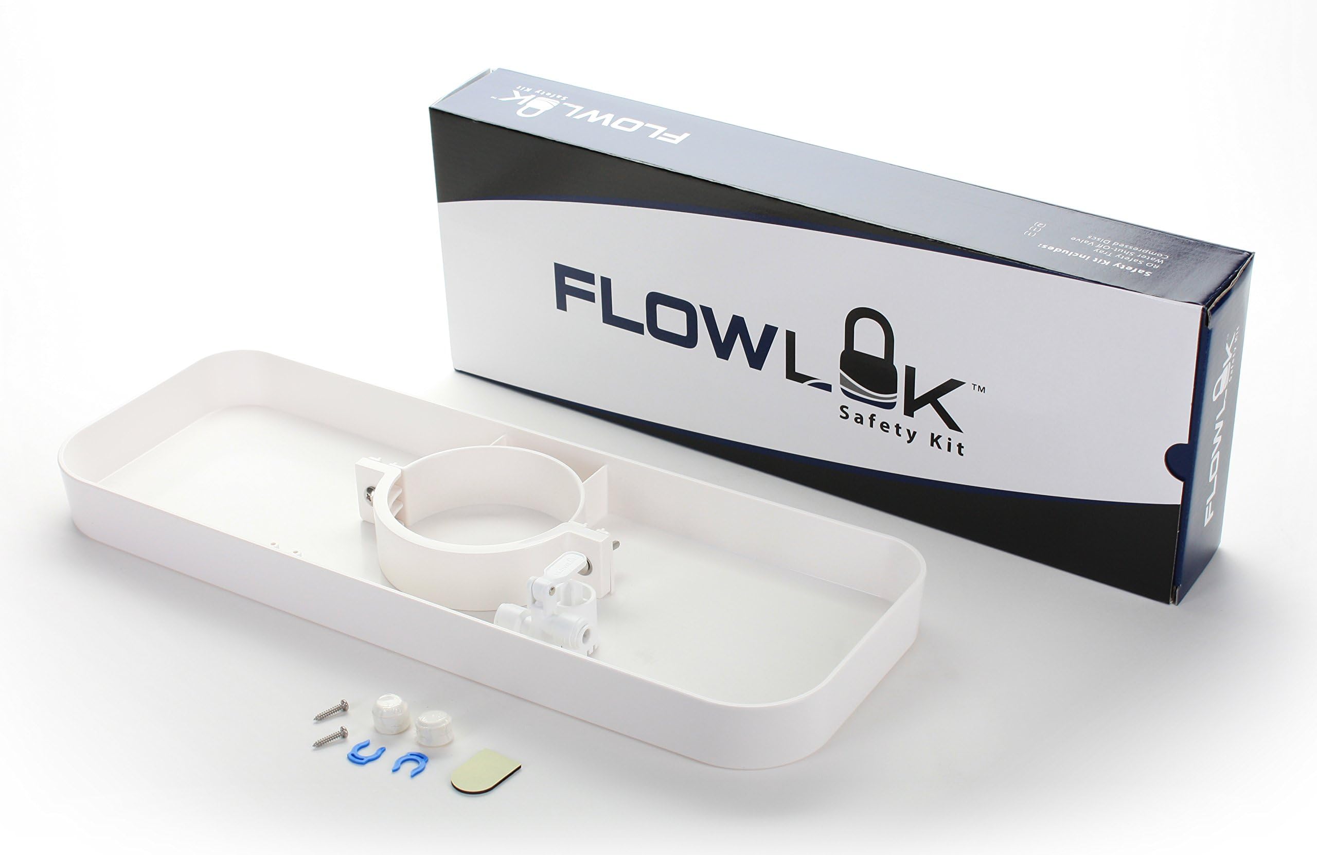 FLK-Kit Undersink RO Reverse Osmosis Filtration System Water Leak Detector Safety Valve Kit with Tray