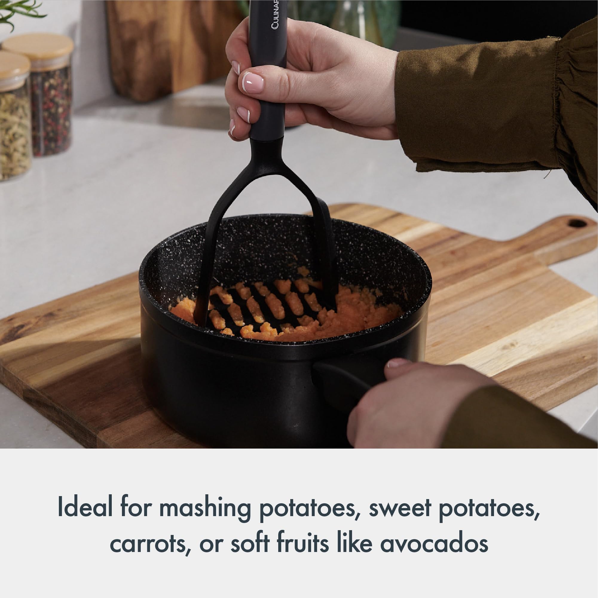 Culinare Potato Masher, Plastic, Does Not Scratch Non-Stick Cookware, Heat Resistant, Make Easy and Smooth Mash - Image 3