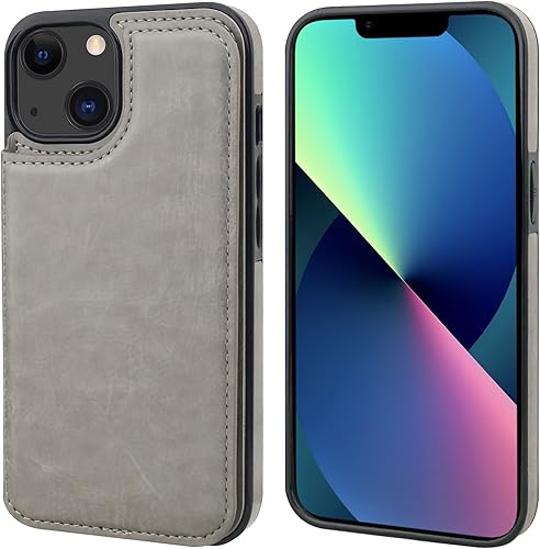 Miniatura 9 de Onetop Funda tipo cartera compatible con iPhone 13 con soporte para tarjetas, funda de piel sintética con ranuras para tarjetas, doble cierre