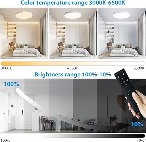 Miniatura 6 de Lámpara LED de techo empotrada de 7 pulgadas, luz LED plana de 18 W para techo 6000 K, blanco brillante, equivalente a 100 W, 1800 lm, montaje en