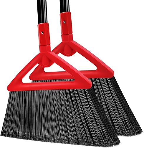 Miniatura 10 de Escoba resistente para exteriores e interiores, paquete de 3 escobas angulares comerciales mejoradas, escoba amarilla perfecta de la casa, cocina, 3