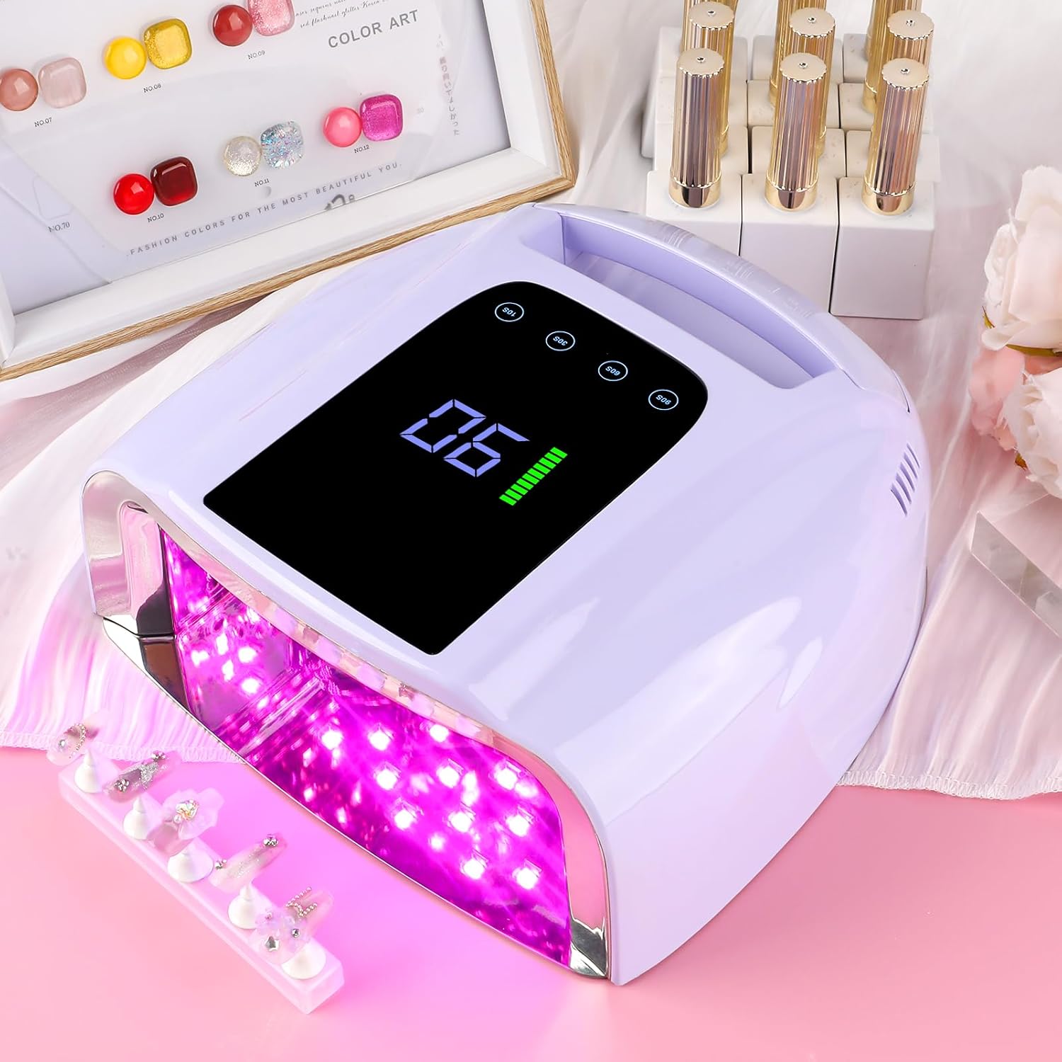 ANGNYA 96 W Rechargeable U V Lights for Nails, LED Nail Lamp with 42 Beads Nail Dryer Portable Nail Lamp Gel U V Led Nail Lamp with 4 Timer Setting Sensor and LCD Display