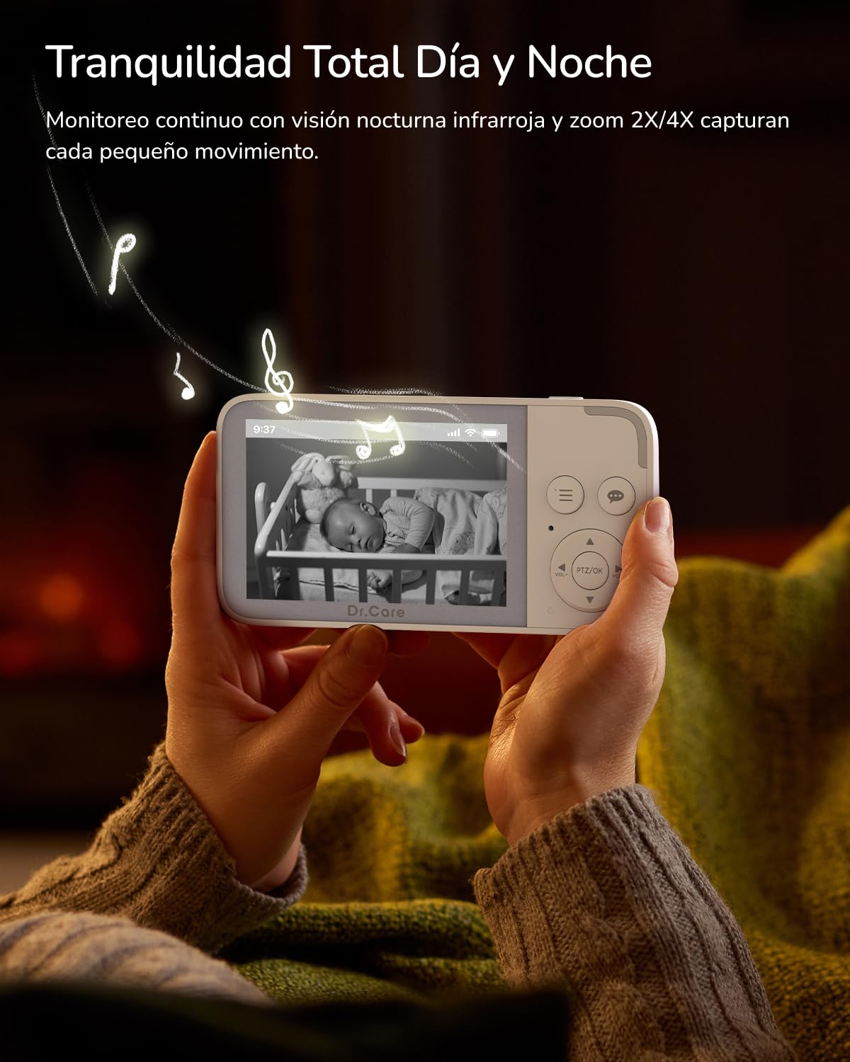 Dr.Care NeoView - Cámara de vídeo con 2 cámaras - Pantalla de 3,5", Audio bidireccional, grabación en Bucle, visión Nocturna, VOX, Sensor de Temperatura, cunas, sin Wi-Fi, 128 GB