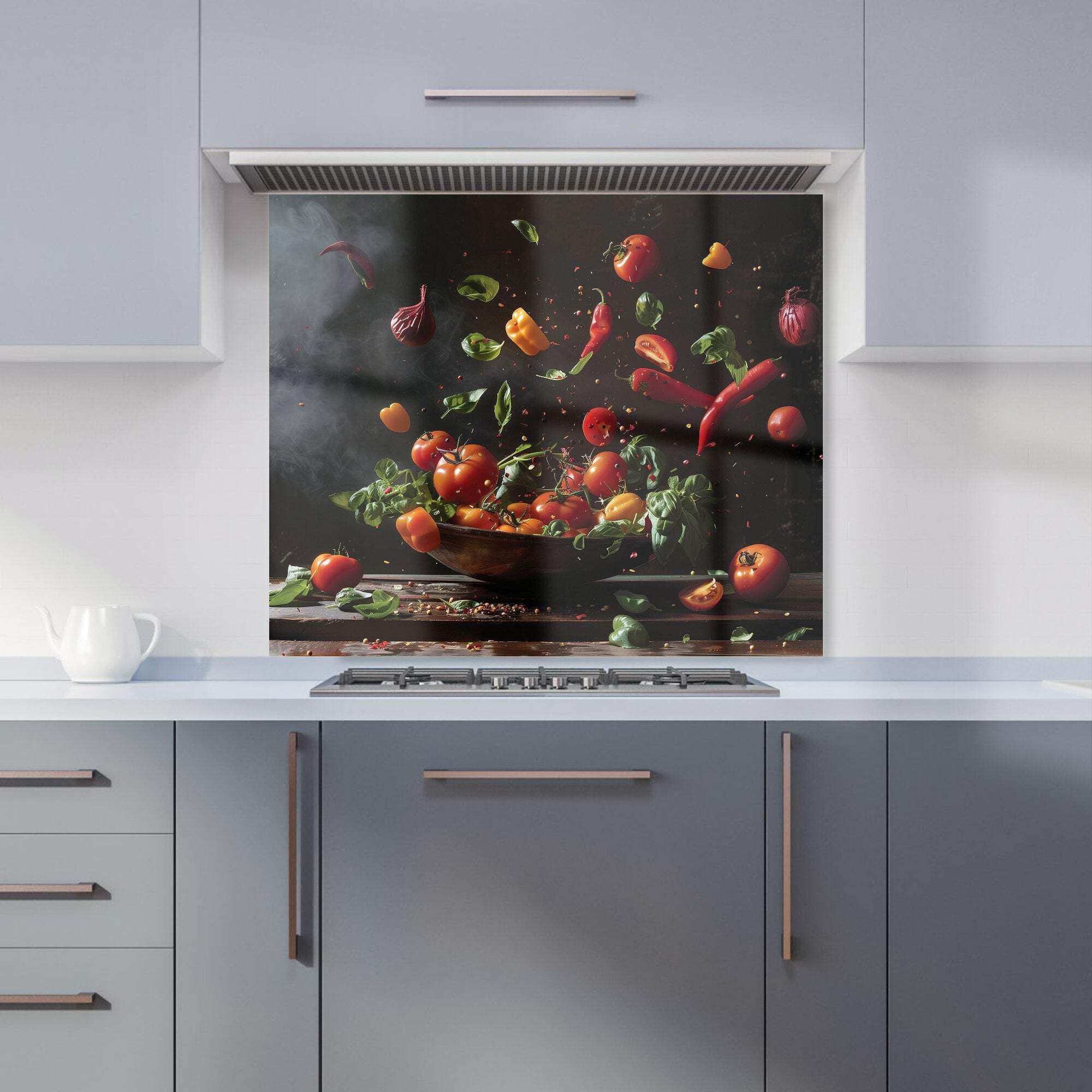 Warren Reed Designer Dynamic Levitation: Vegetable Ballet Kitchen Splashback from B&Q