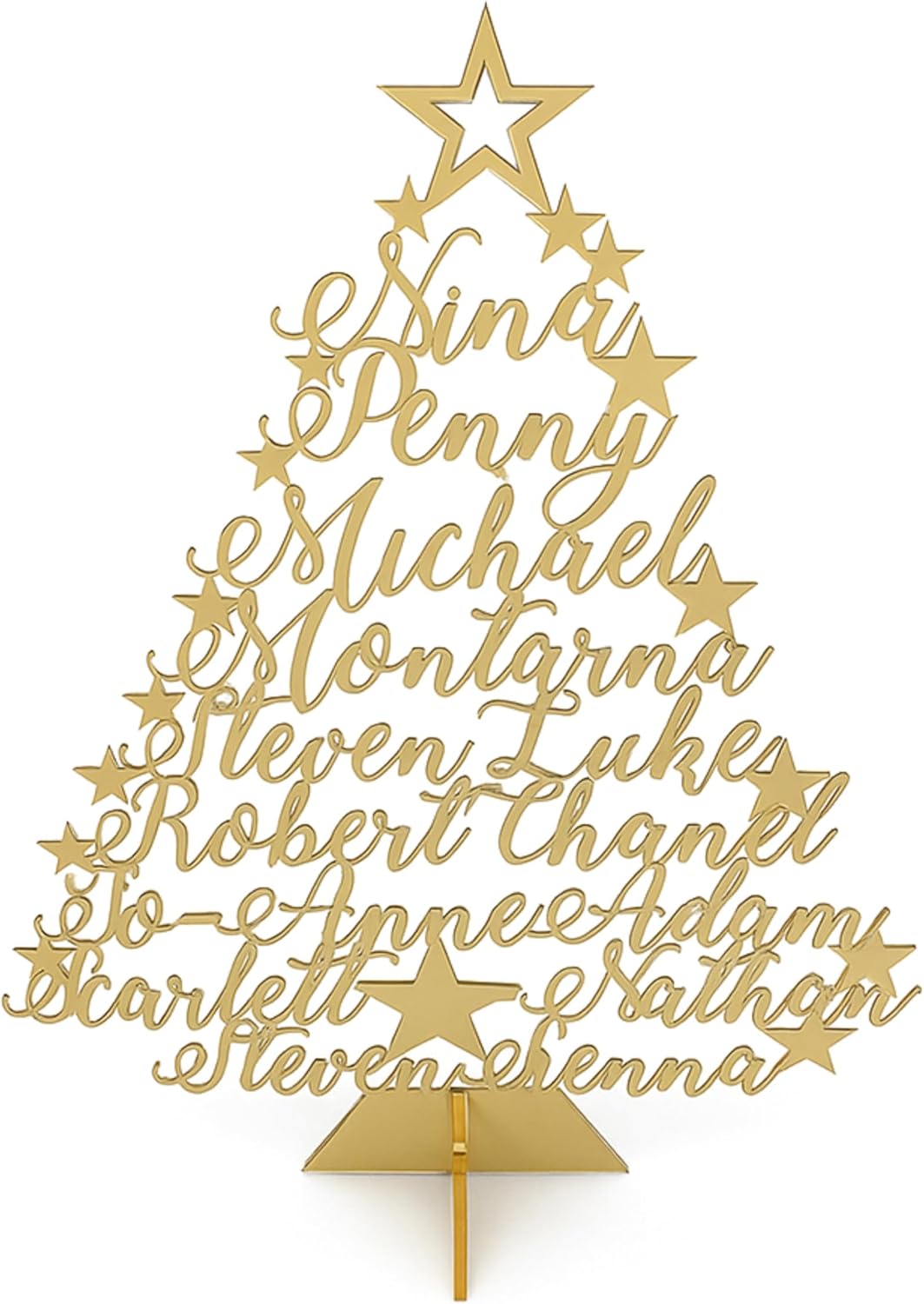 Personalized Family Christmas Trees on Stand, Custom Laser Cut Names, Xmas 2025, Large Ornament, Home Decor, Handmade Freestanding Wood and Acrylic, Happy New Year 2026, Names of Your Choice