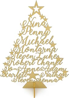 Personalized Family Christmas Trees on Stand, Custom Laser Cut Names, Xmas 2025, Large Ornament, Home Decor, Handmade Freestanding Wood and Acrylic, Happy New Year 2026, Names of Your Choice