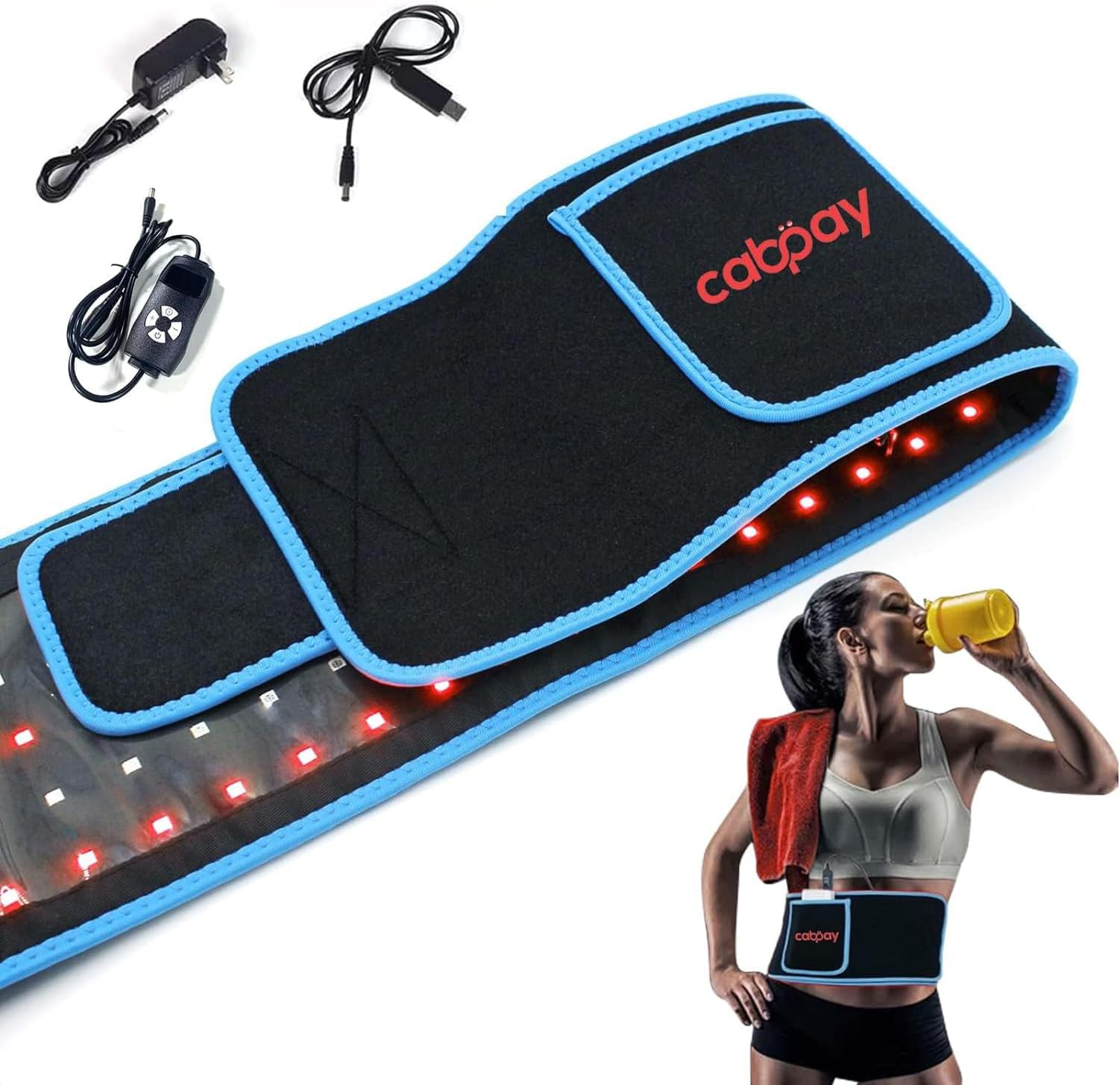 Red Light Therapy Belt Device for Body Red 660nm &850nm Near Infrared Light Therapy Wrap 105pcs LEDs Light Mat with Flexible Wearable for Fat Loss and Pain Relief (Blue)