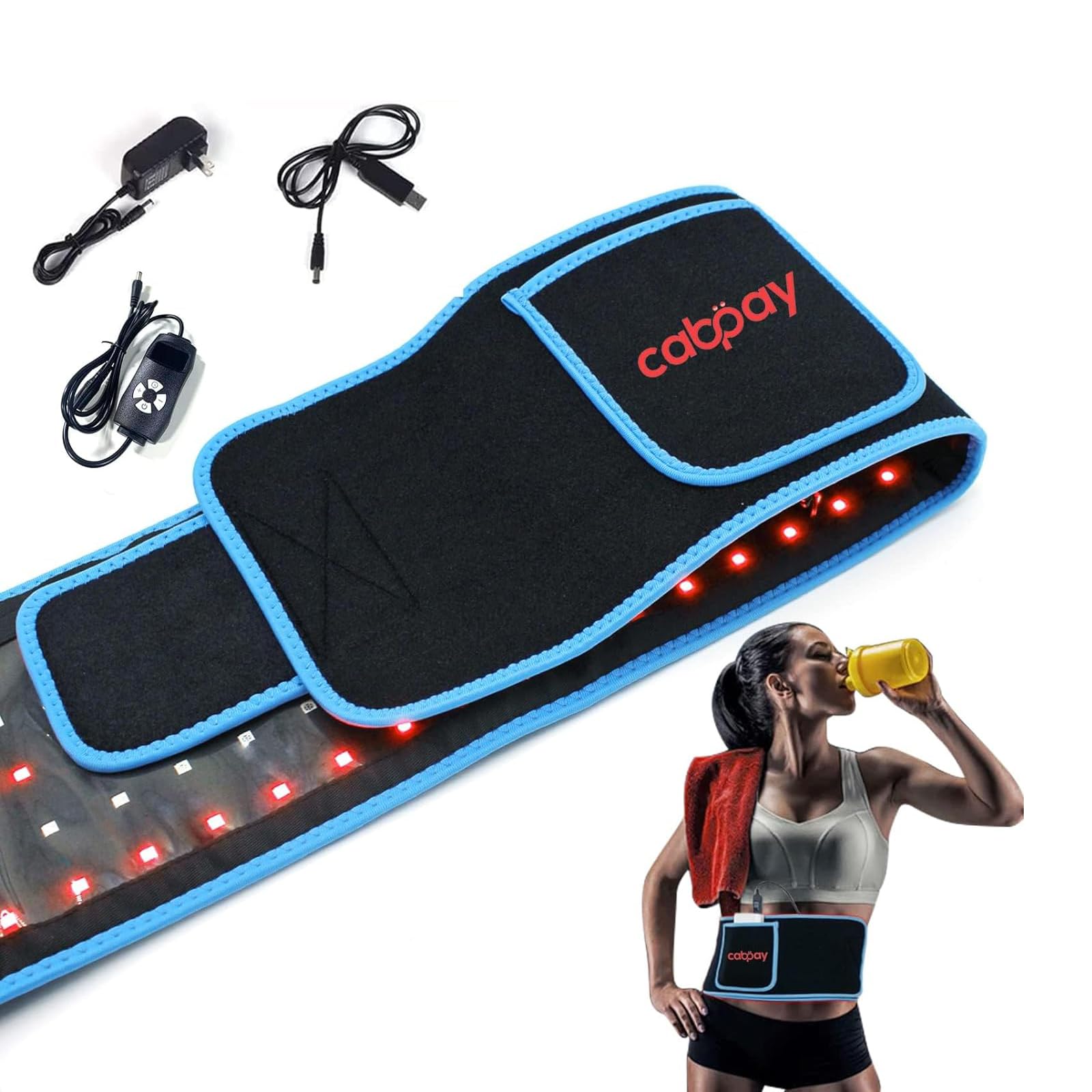 Red Light Therapy Belt Device for Body Red 660nm &850nm Near Infrared Light Therapy Wrap 105pcs LEDs Light Mat with Flexible Wearable for Pain Relief (Blue)