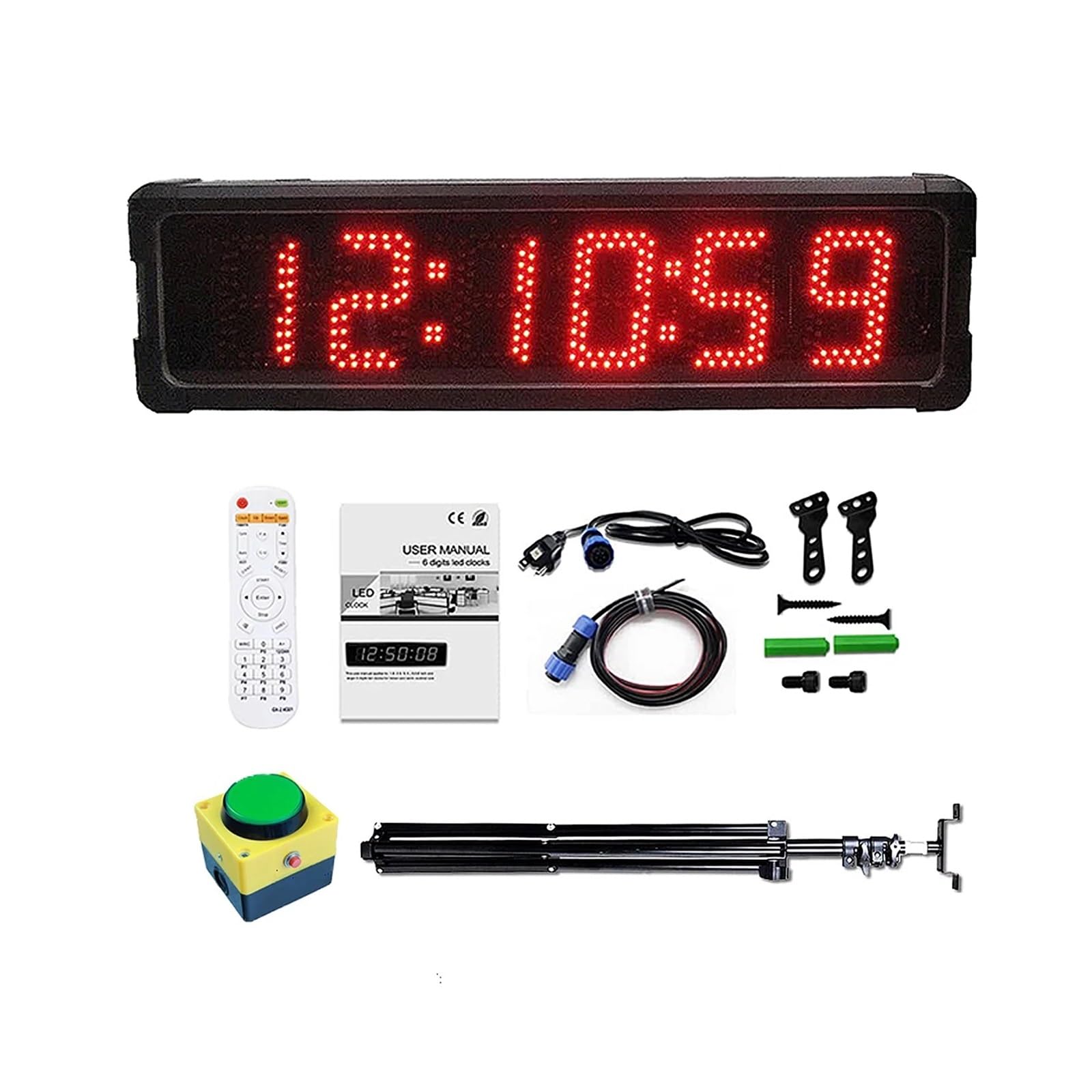 Timer palestra, Orologio digitale con conto alla rovescia di grandi dimensioni, 5 pollici, telecomando a 6 cifre, lega alluminio(Suit A)