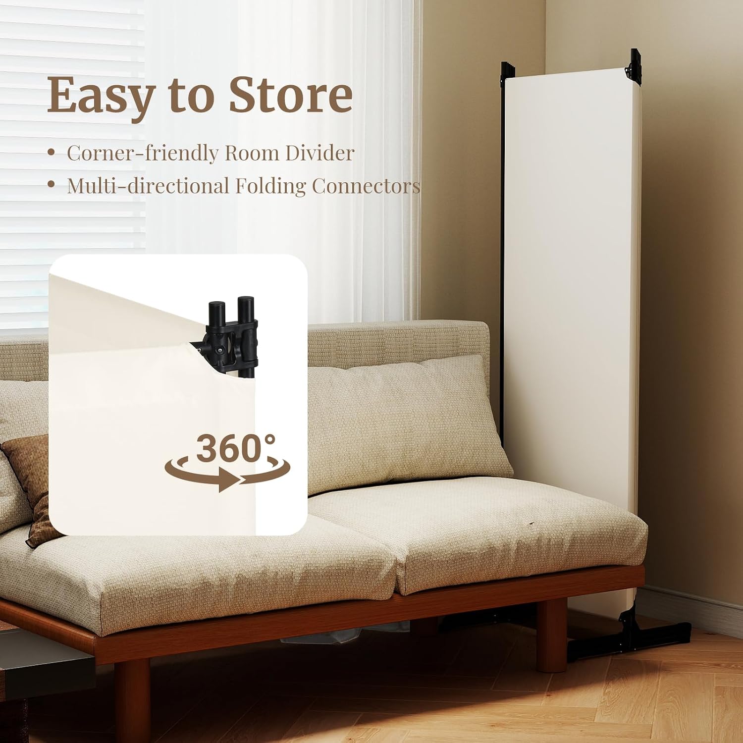 Kokorona 6 Panel Room Divider, 5.8FT Tall Folding Privacy Screen Wall Dividers with Light Blocking, Freestanding Partition for Room Separation, Portable Room Divider, 146" W x 70" H, Beige