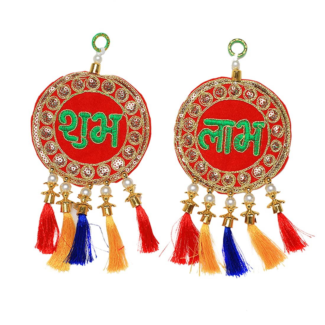 Shubh Labh Hanging Toran Embroidered Indian Traditional Gujrat Diwali Home Decor Gifting Size- 8 inches