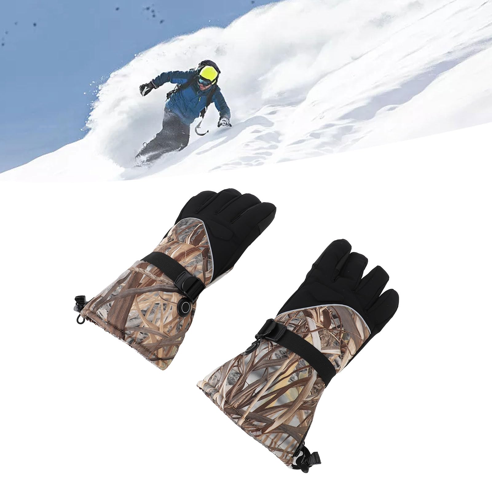 Guantes Térmicos Ajustables para Hombres y Mujeres - Guantes de Invierno Impermeables con Pantalla Táctil y 3 Configuraciones de Calor, Adecuados para Esquí, Ciclismo, Pesca -