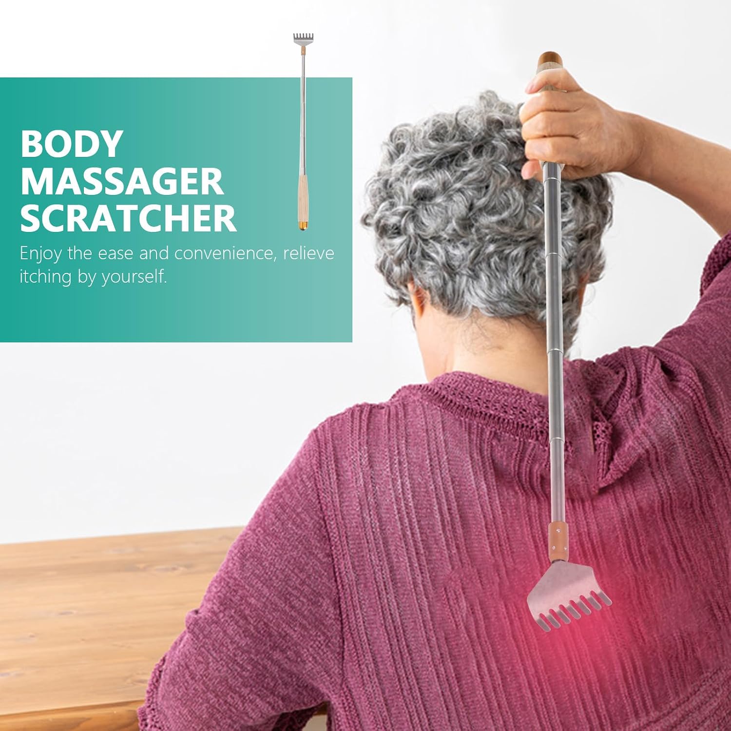 Telescopic Stainless Steel Back Scratcher with Long Handle, Extendable Body Massager Scratcher for Itching Relief and Relaxation, Portable Back Massage Tool for Home Random Color