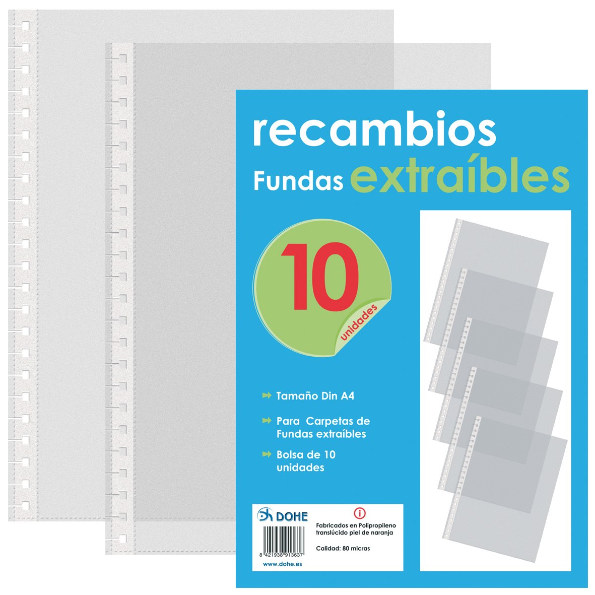 dohe 91363 – 10 Refill Sleeves, Sleeve Folder, Removable