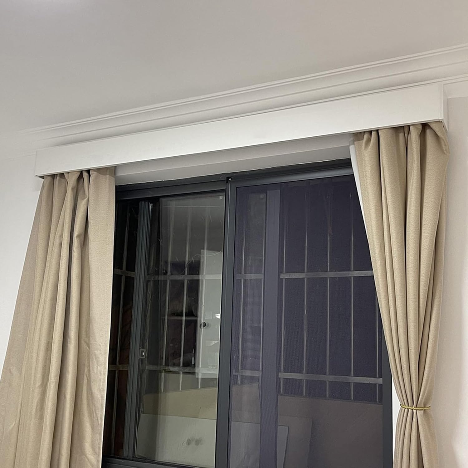 White Curtain Track and Fittings, Smooth Gliding Curtain Pole and Valance, Decorative Single Track Rail, Rust Proof Window Curtain Pelmet Set (Color : Wall Mount, Size : 140cm (4.6ft))