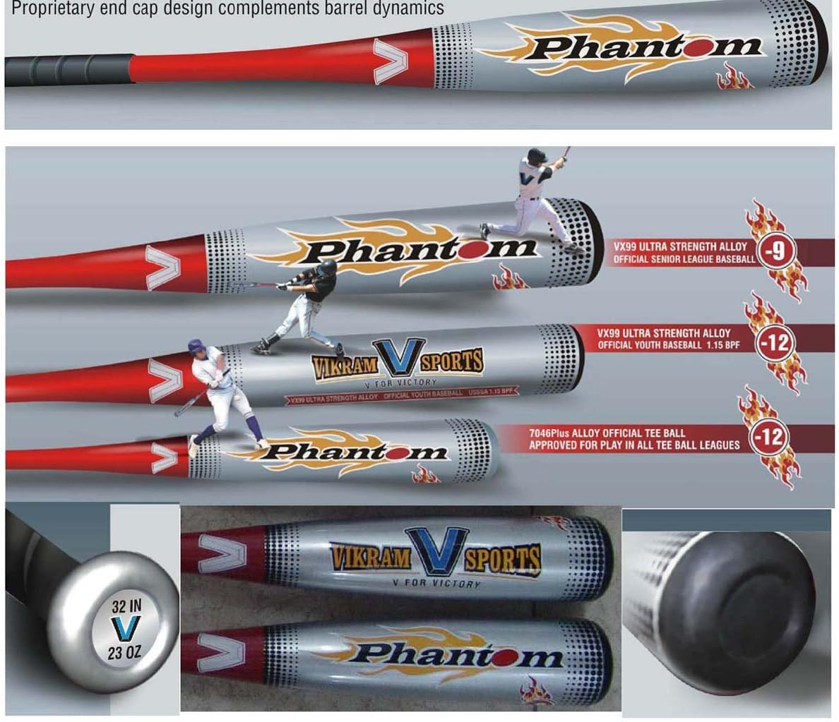 2018 Phantom Big 2.75 inch Barrel Baseball Bat 29 Inch 20 oz (-9) Made from VX99 Ultra Strength Alloy at Factory Direct Price