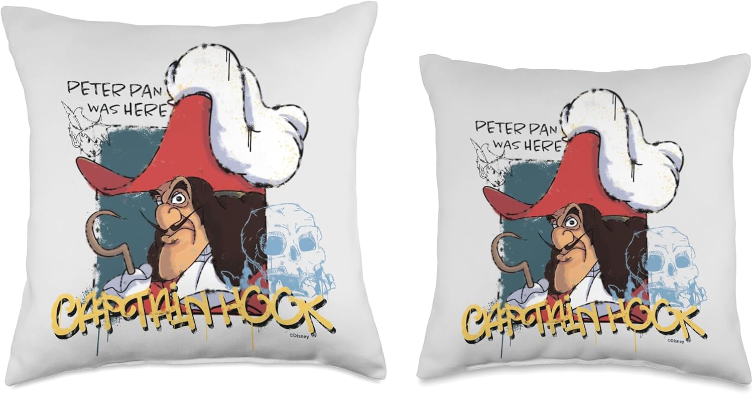 Disney Villains Captain Hook Skull Rock Peter Pan was Here Throw Pillow