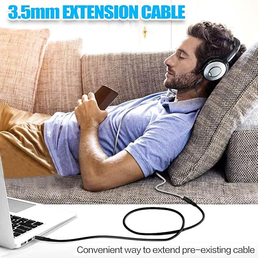 Cable Extensor de Audio 3.5mm Jack 10m Macho a Hembra Negro miniatura 7