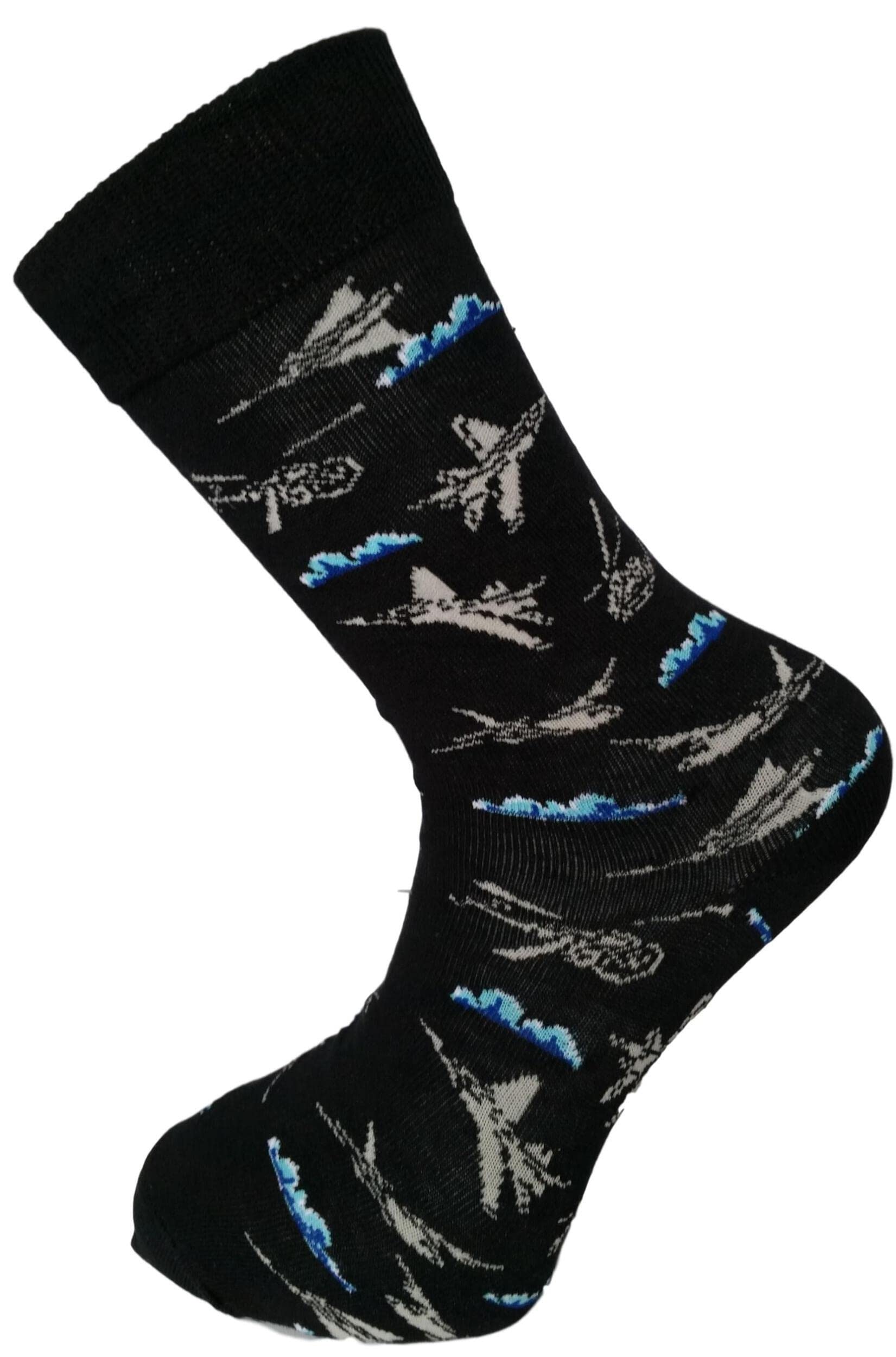 Tie Studio Military Aircraft Planes and Helicopters Unisex Novelty Ankle Socks Size 6-11