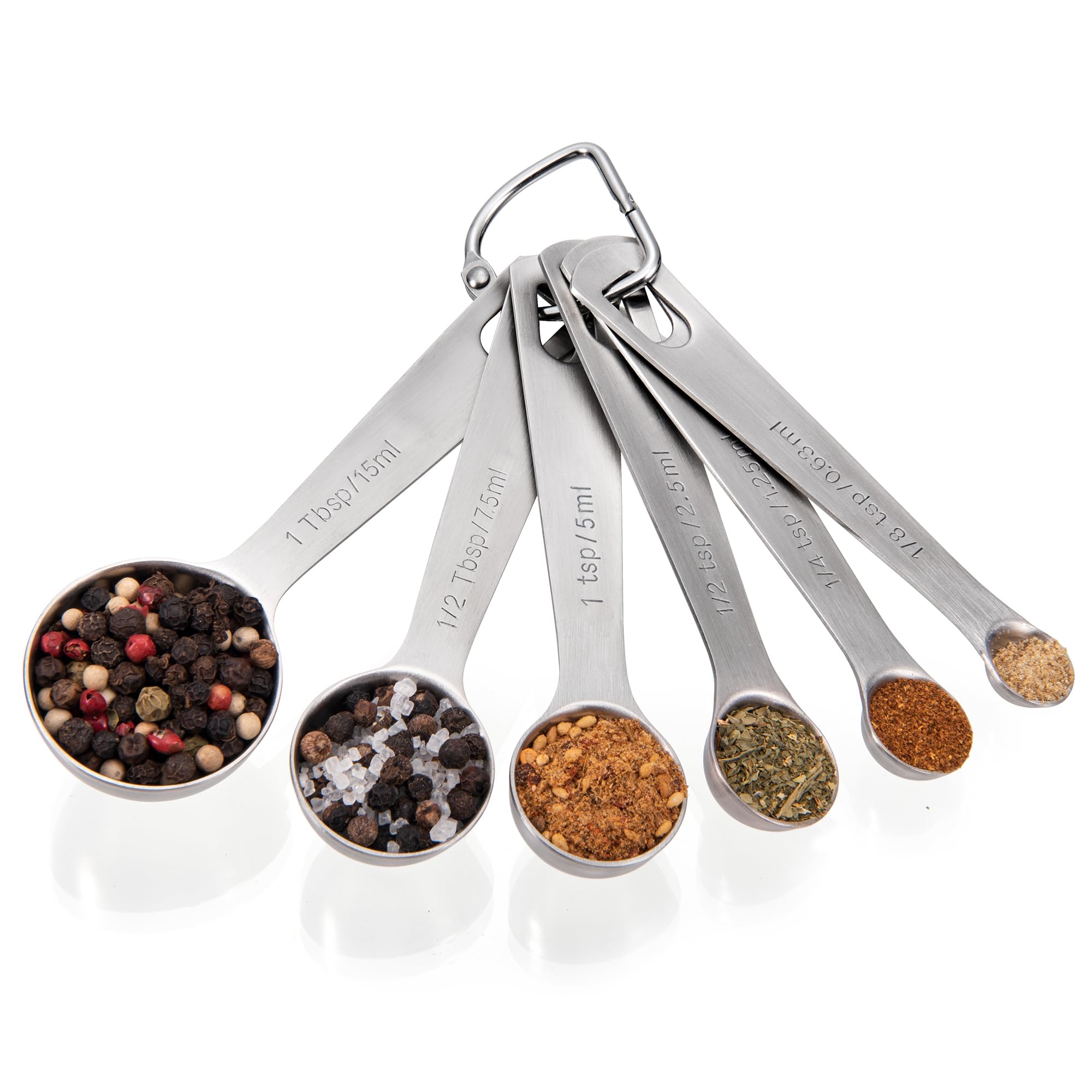 Doosu Metal Measuring Spoons for Cooking, 18/8 Stainless Steel, Set of 6