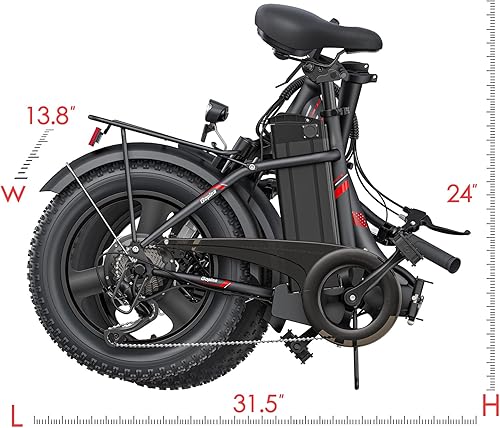 Miniatura 9 de Electric Bike, 16" x 3.0 Fat Tire Electric Bike with 350W Motor 48V Removable Battery, 20MPH Folding Electric Bike for Adults, Up To 40 Miles Range
