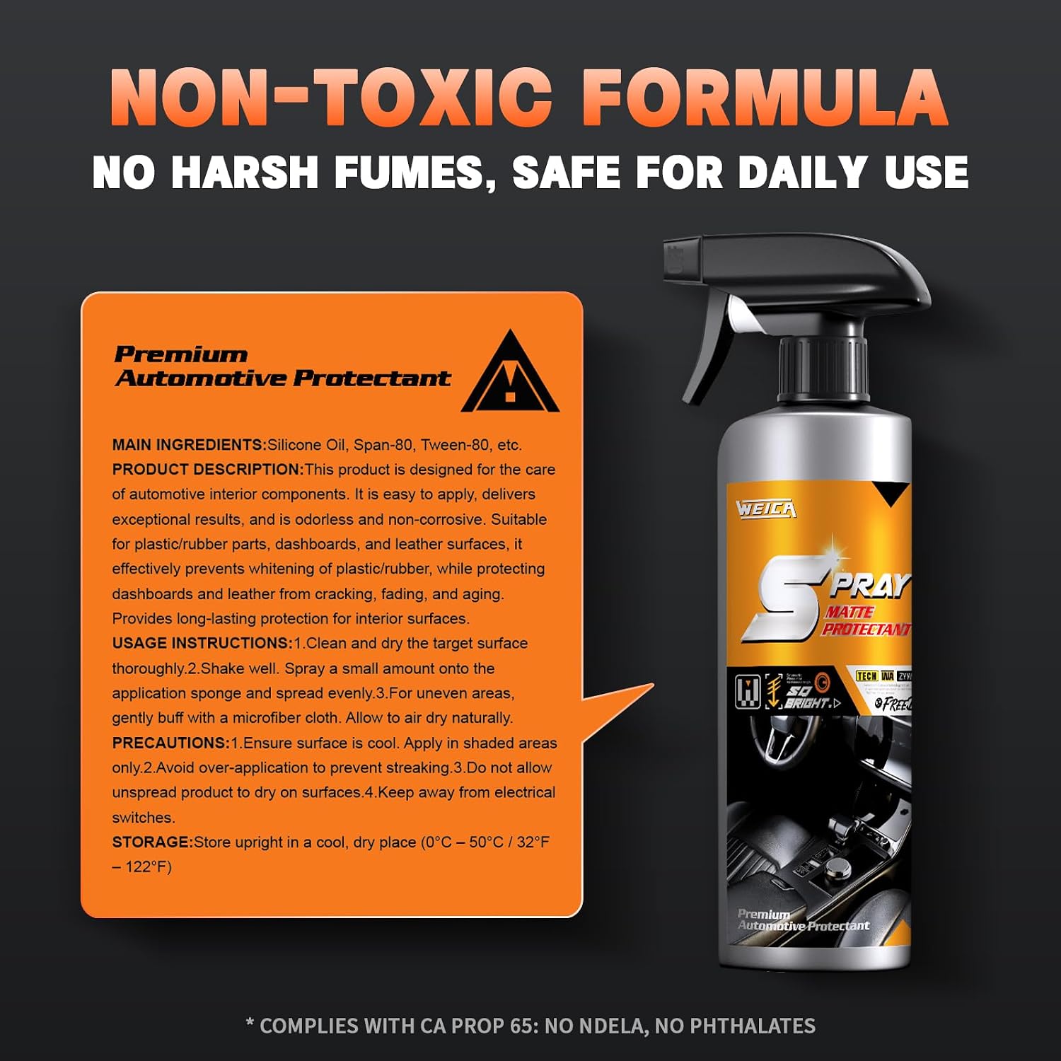 Vinyl Protectant & Conditioner - Ultra-Low Residue Formula for Car Interior, Dashboard, Plastic & Leather - UV Protection Aid, Screen Safe (300ml)