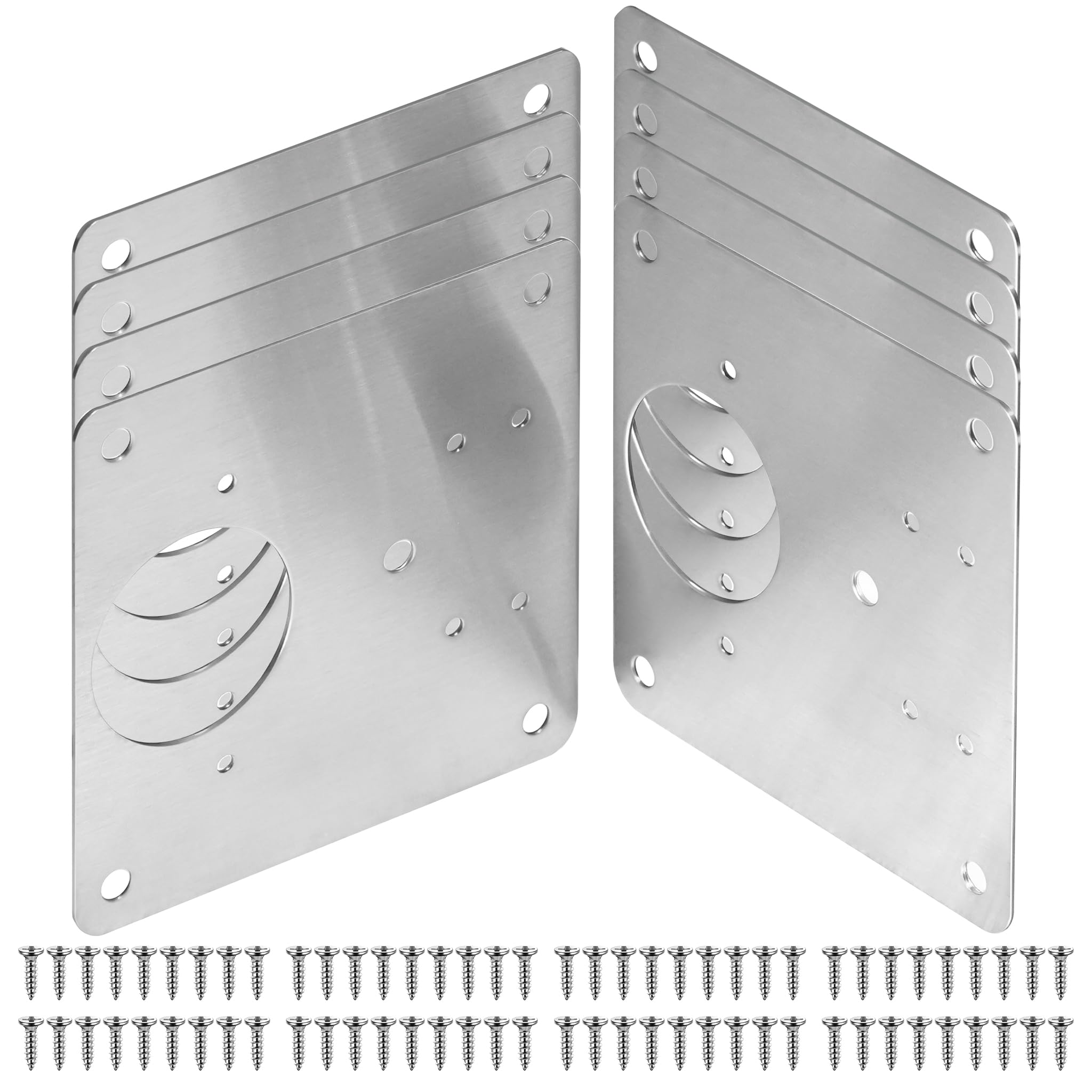 Agigu Stainless Steel Cabinet Hinge Repair Plate - Kitchen Cabinet Brackets With Fixing Screw, Kitchen Cabinet Hinges Repair Kit For Cupboard Cabinet Furniture 8Pcs