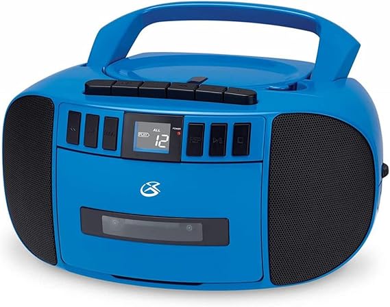 GPX BCA209BU Portable Am/FM Boombox with CD and Cassette Player, Blue