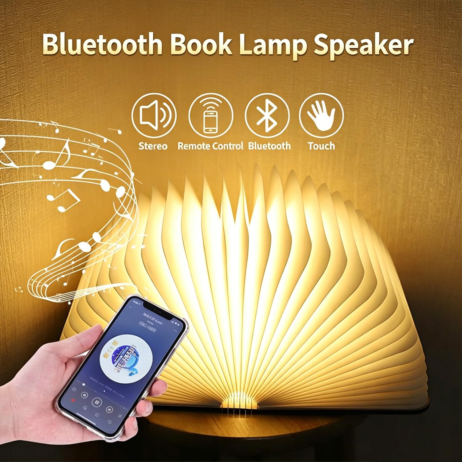 Składana lampa książkowa z głośnikiem Bluetooth, 5 kolorów, sterowanie dotykowe RGB, rytm synchronizacji muzyki, troskliwa lampka do czytania do sypialni, salonu, dekoracja biurka, prezent dla