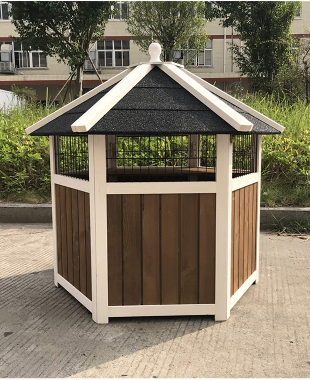 Outdoor Wooden Cat House Weatherproof,Sturdy and Cute for Play and Hide
