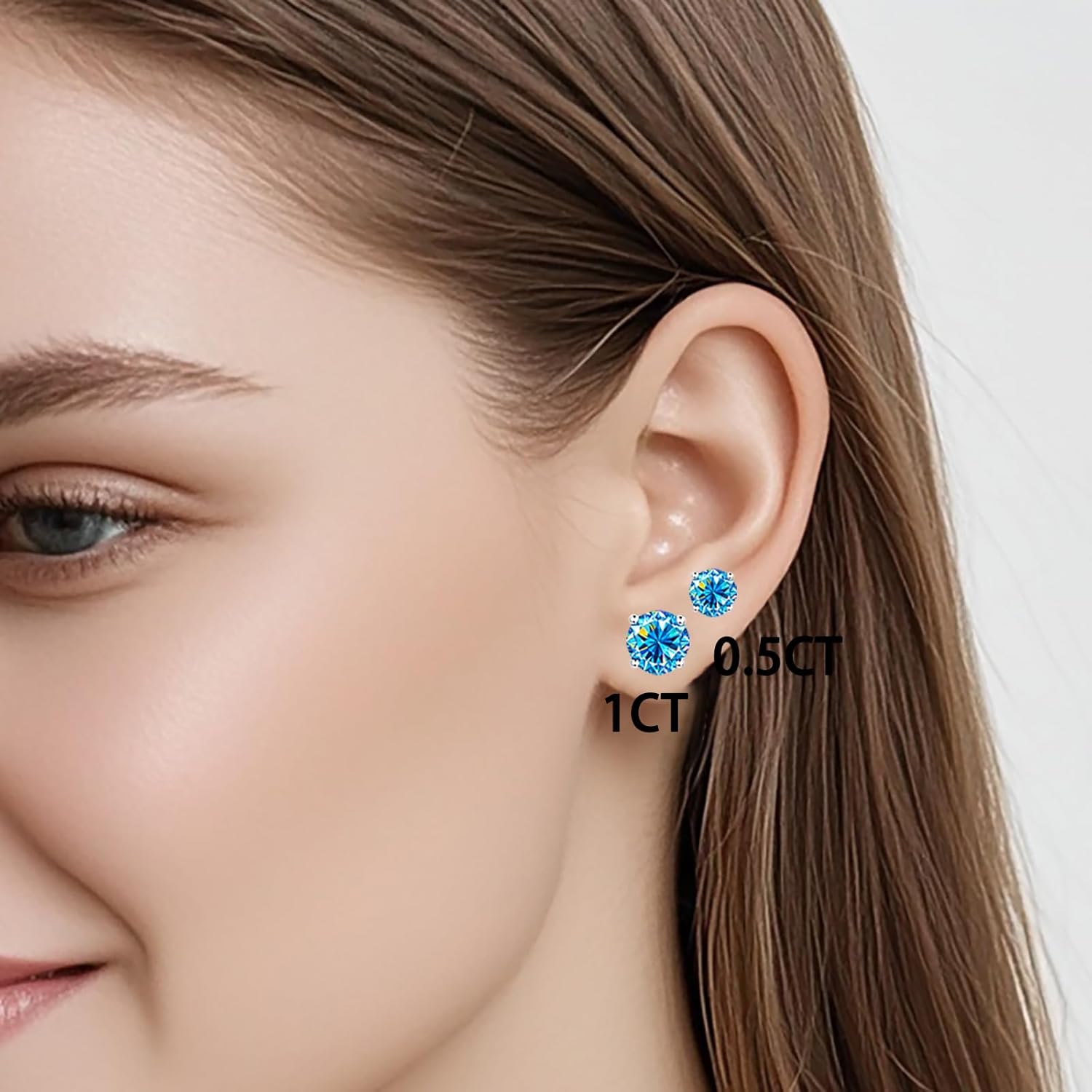 Moissanite Earrings,2ct D Color VVS1 Clarity Solitaire Round Cut Earrings S925 Sterling Silver for Women Men Moissanite Stud Earrings - Image 5