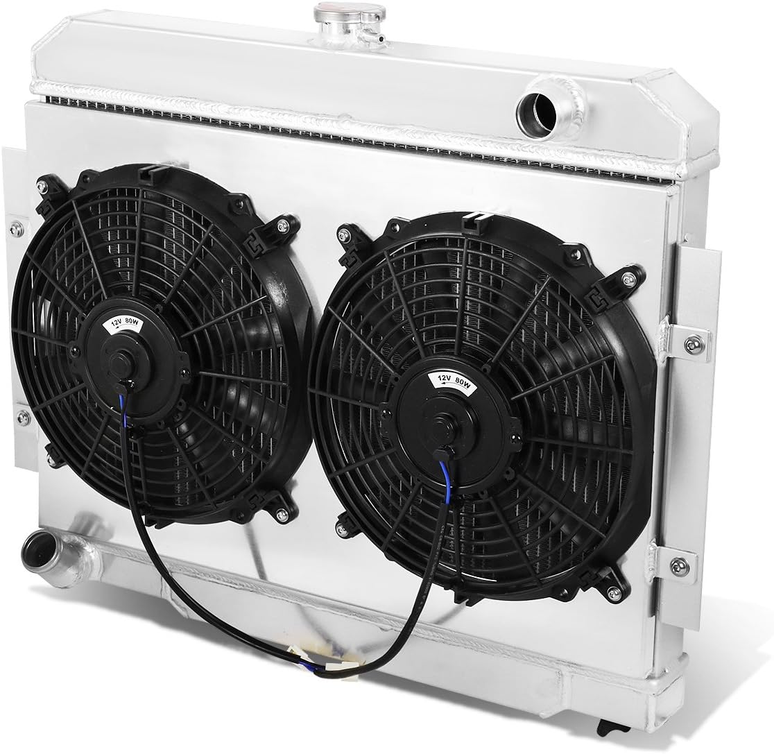 3-Row Aluminum Core Cooling Radiator w/Fan Shroud Compatible with Jeep Willys CJ5/CJ6/CJ7 72-86