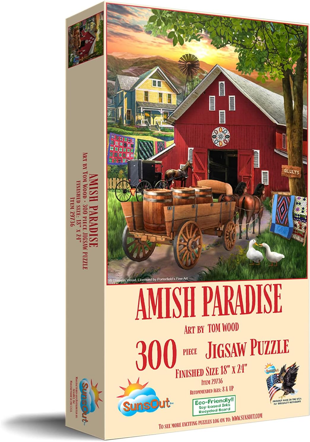SUNSOUT INC - Amish Paradise - 300 pc Jigsaw Puzzle by Artist: Tom Wood - Finished Size 18" x 24" - MPN# 29736