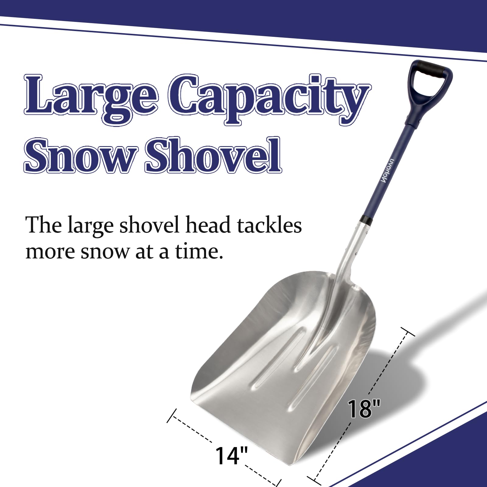 Nohovu Pala de nieve para entrada, pala de nieve de gran capacidad con mango en D, pala de nieve de aluminio para eliminación de nieve, 45 pulgadas